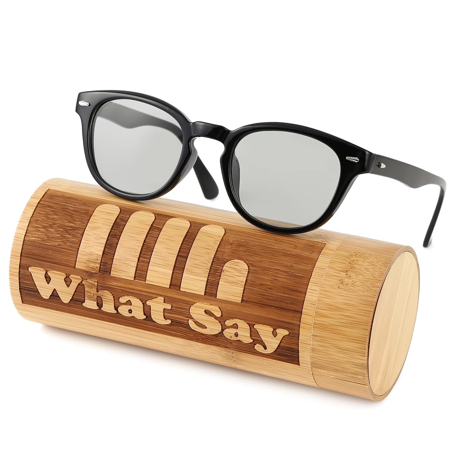 What Say FASHION OUTDOOR ウェリントン カラーレンズ サングラス クリアレンズ 伊達メガネ 偏光レンズ UV400 メンズ レディース (ライトグレー/ブラック)