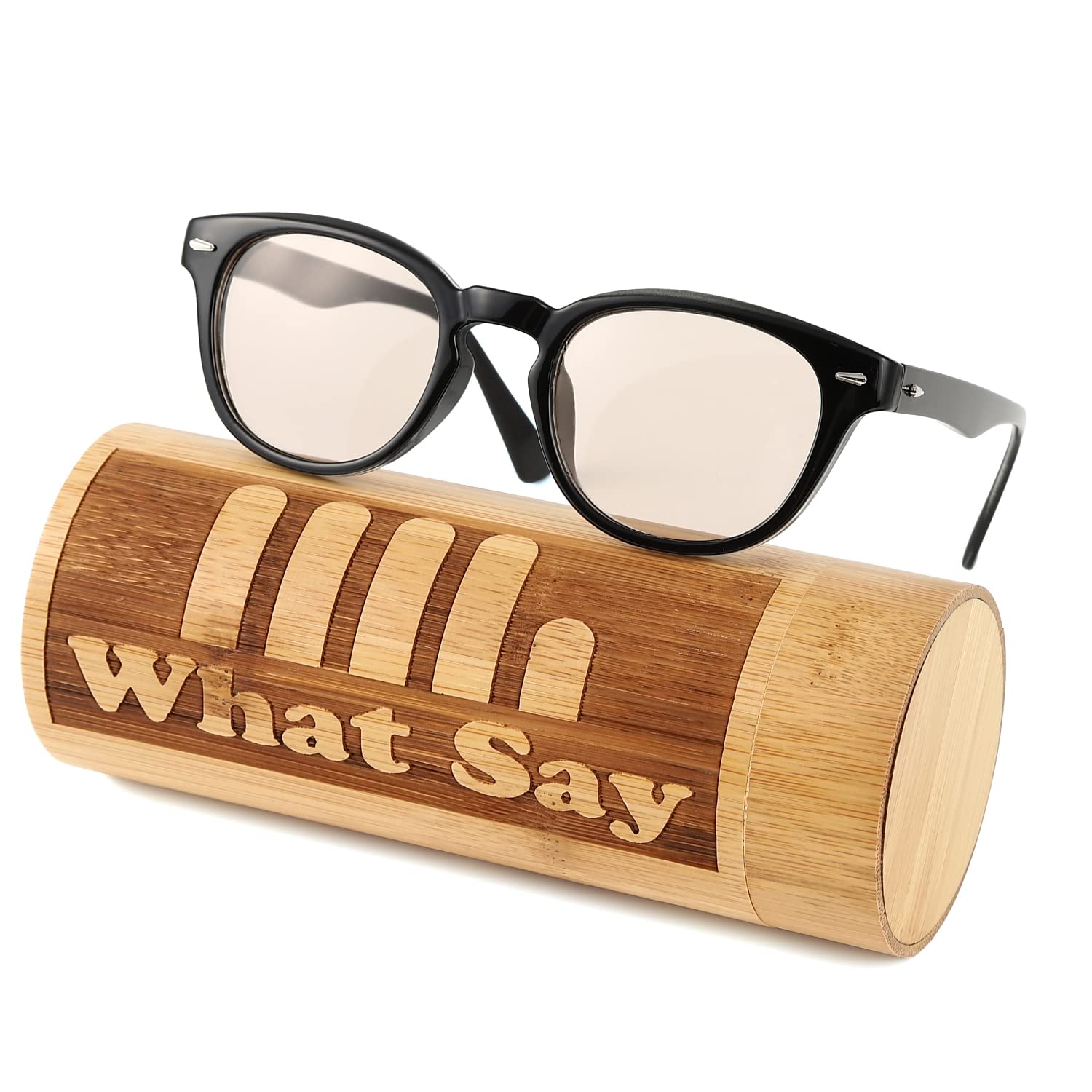 What Say FASHION OUTDOOR ウェリントン カラーレンズ サングラス クリアレンズ 伊達メガネ 偏光レンズ UV400 メンズ レディース (ライトブラウン/ブラック)