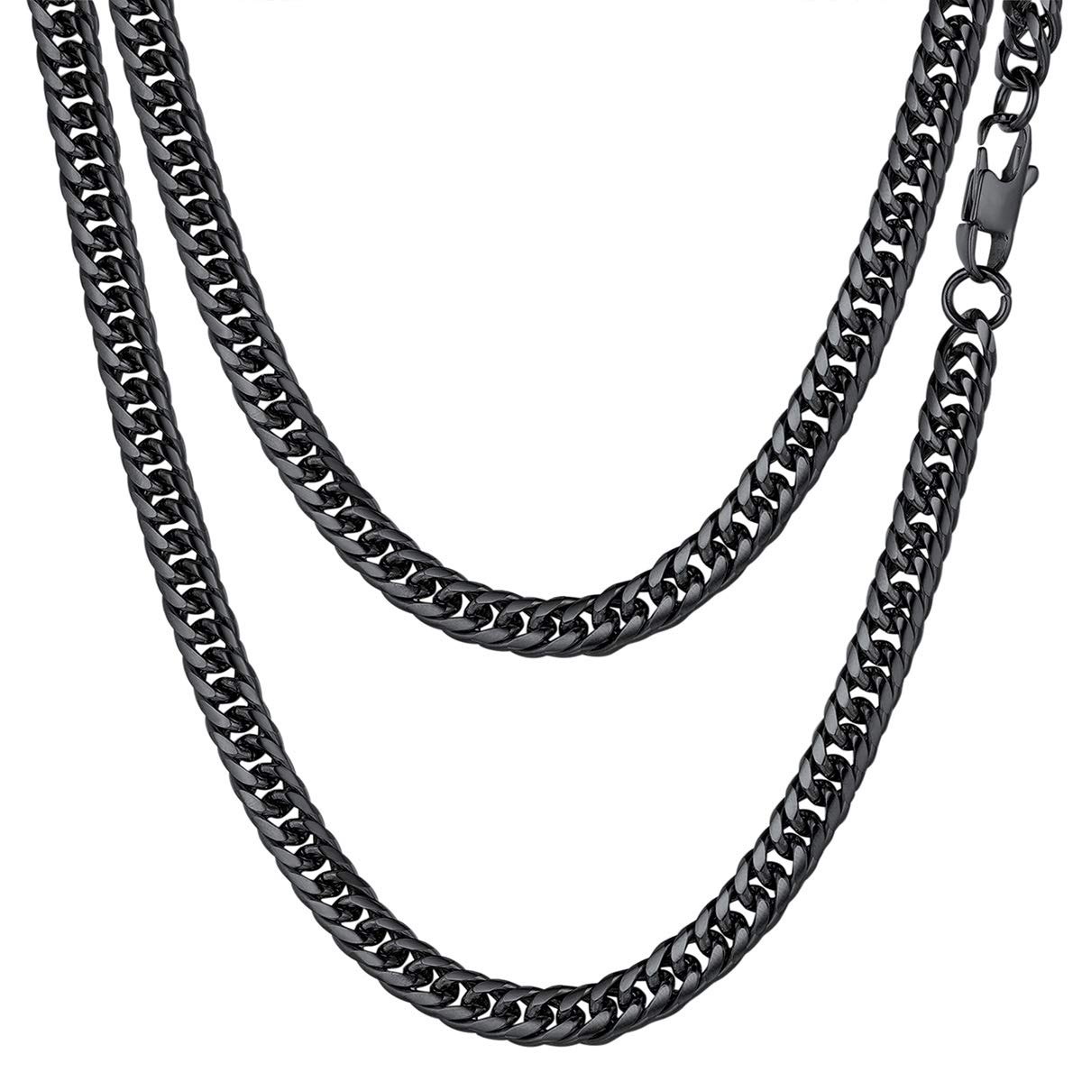 FOCALOOK 6mm 55cm 喜平チェーン ネックレス メンズ ブラック ステンレス アレルギー対応 黒 キヘイチェーン レディース アクセサリー