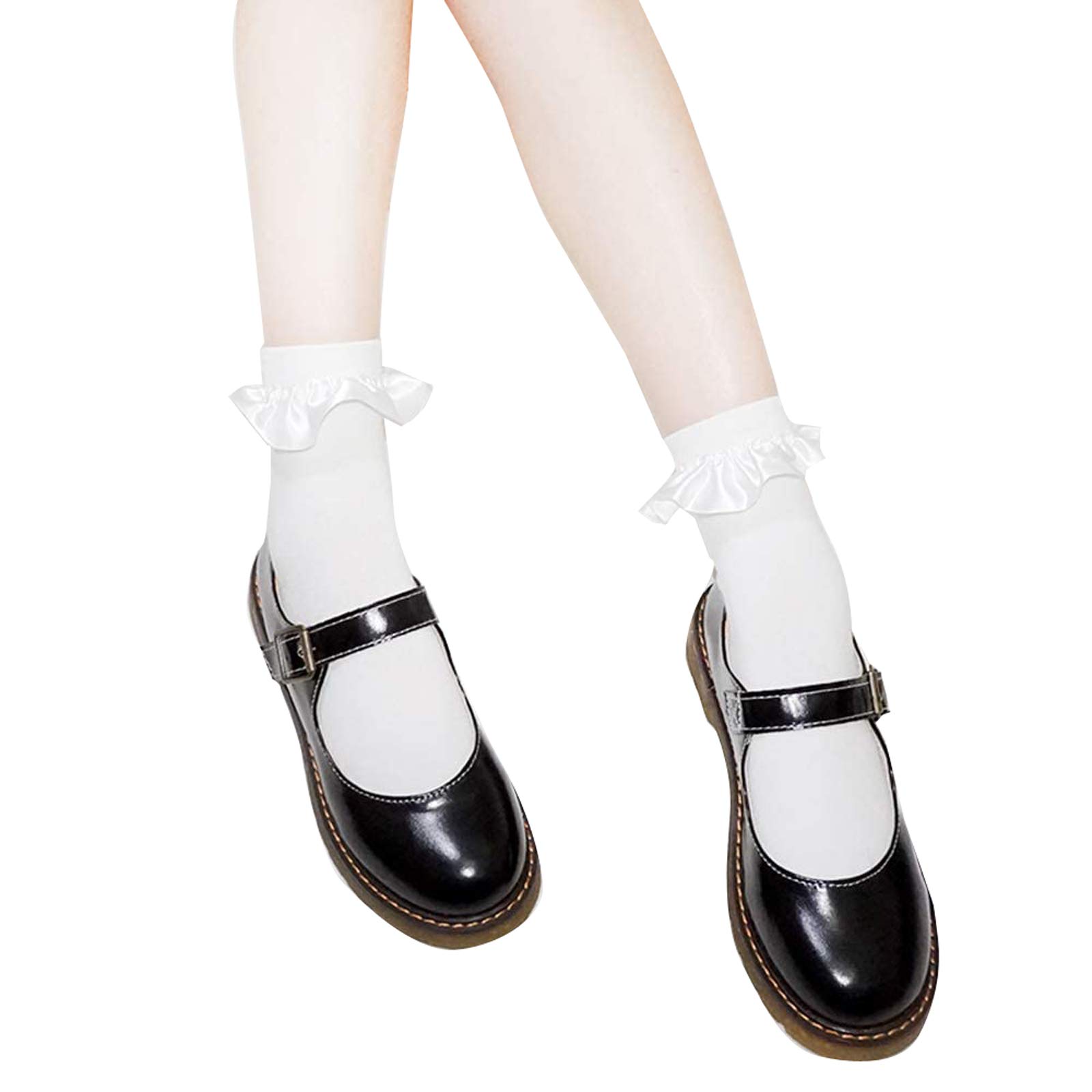SHUCLASS 靴下 レディース ソックス 白のソックス コットン生地 lolita靴下 入学式/お茶会/jk風/制服用/cosplay 大人可愛い 萌え美少女 ちょう結びリボン ホワイトショートソ