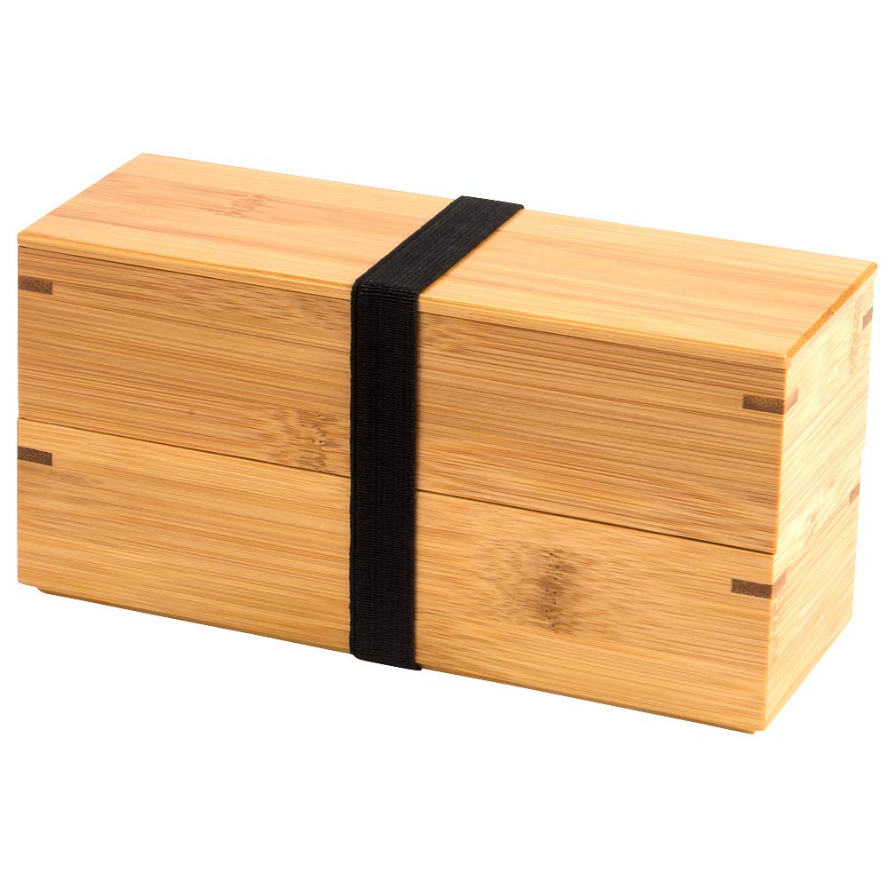 山下工芸(Yamashita kogei) 弁当箱 ナチュラル W20×D7.2×H5cm 日本製 スス竹 細長 二段弁当 仕切1個付 32308