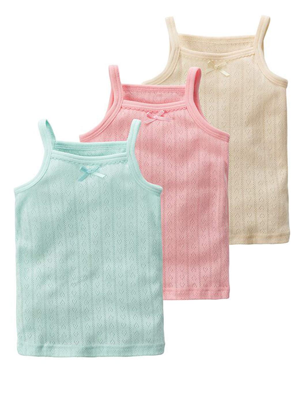 Aduni キッズ インナー 肌着 女の子 キャミソール タンクトップ 3枚組 女児トップス ノースリープ 可愛い キャンディカラー 綿100% カジュアル 子供服 90cm