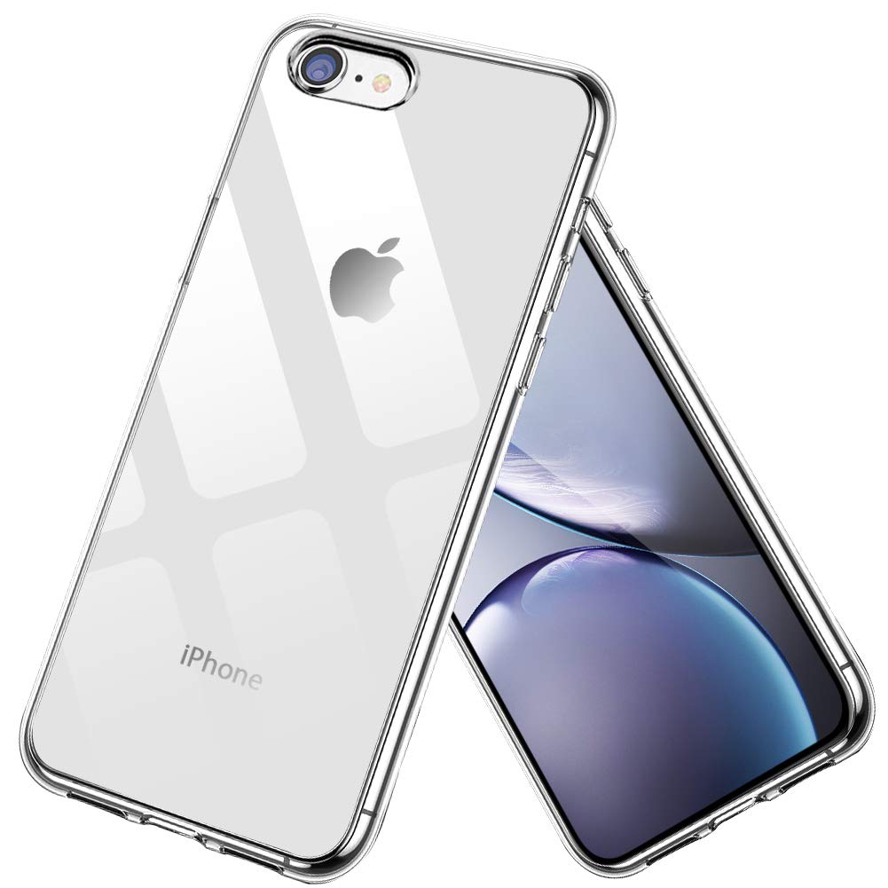 iPhone SE ケース 第2世代 iphone 7ケース/iphone 8ケース クリア 透明 ストラップホール付き ワイヤレス充電 pc ガラス背面 耐衝撃 透明