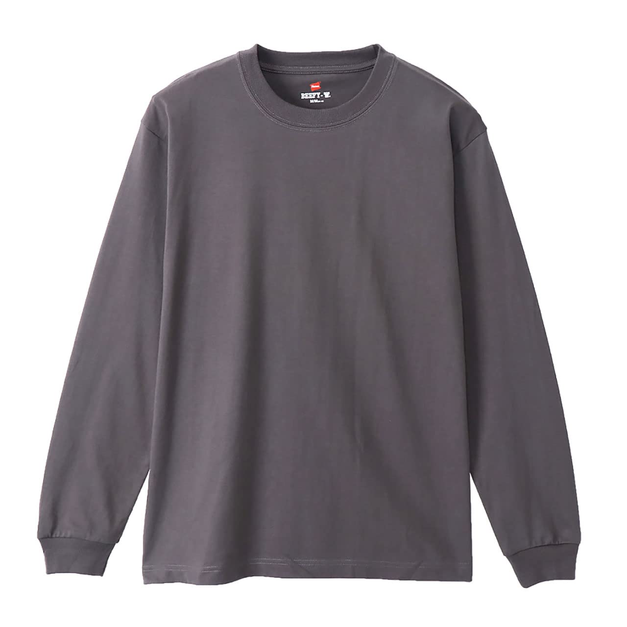 ヘインズ Tシャツ 長袖 丸首 綿100% 丸胴仕様 タグレス仕様 ビーフィロングスリーブTシャツ ビーフィー H5186-2 メンズ ダークグレー L(2枚組)