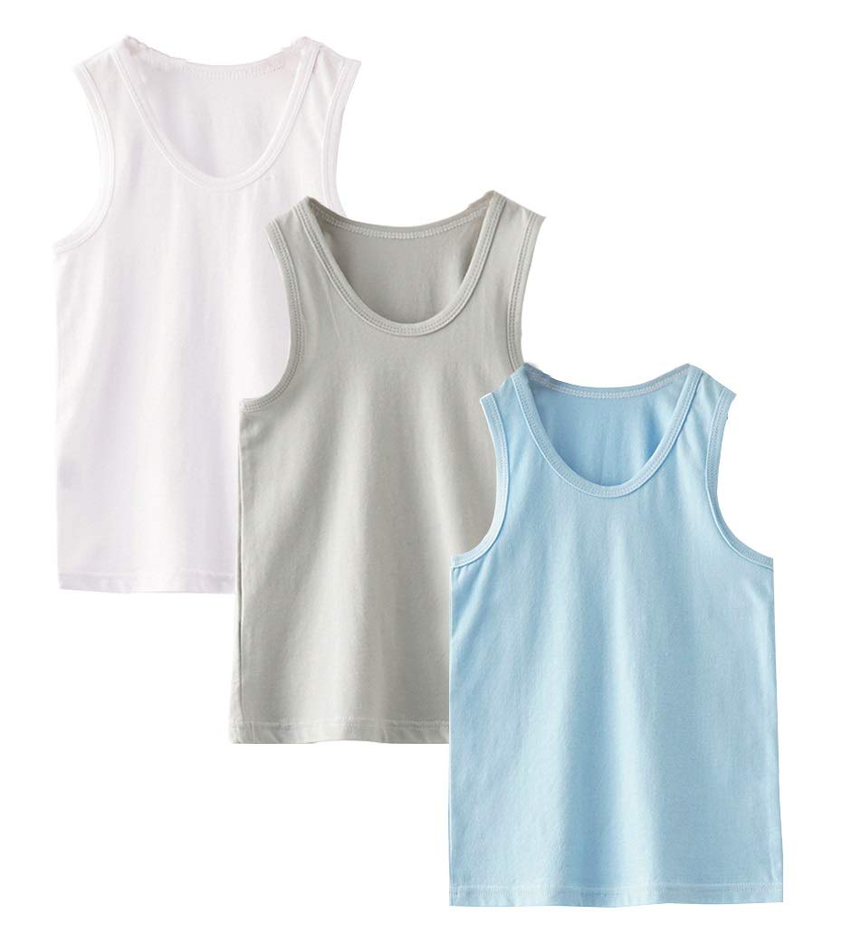 （エイーホ) Ayfoone キッズ タンクトップ 男の子 ジュニア ボーイズ 子供 ランニングシャツ 綿 3枚組 インナーシャツ 肌着 無地 重ね着