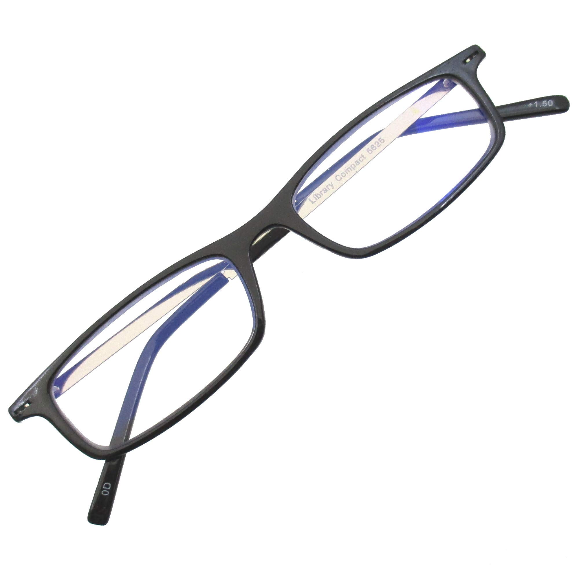 超薄型 老眼鏡 シニアグラス 薄い リーディング 読書 グラス おしゃれ スリム コンパクト ブルーライトカット (ブラック +1.00)