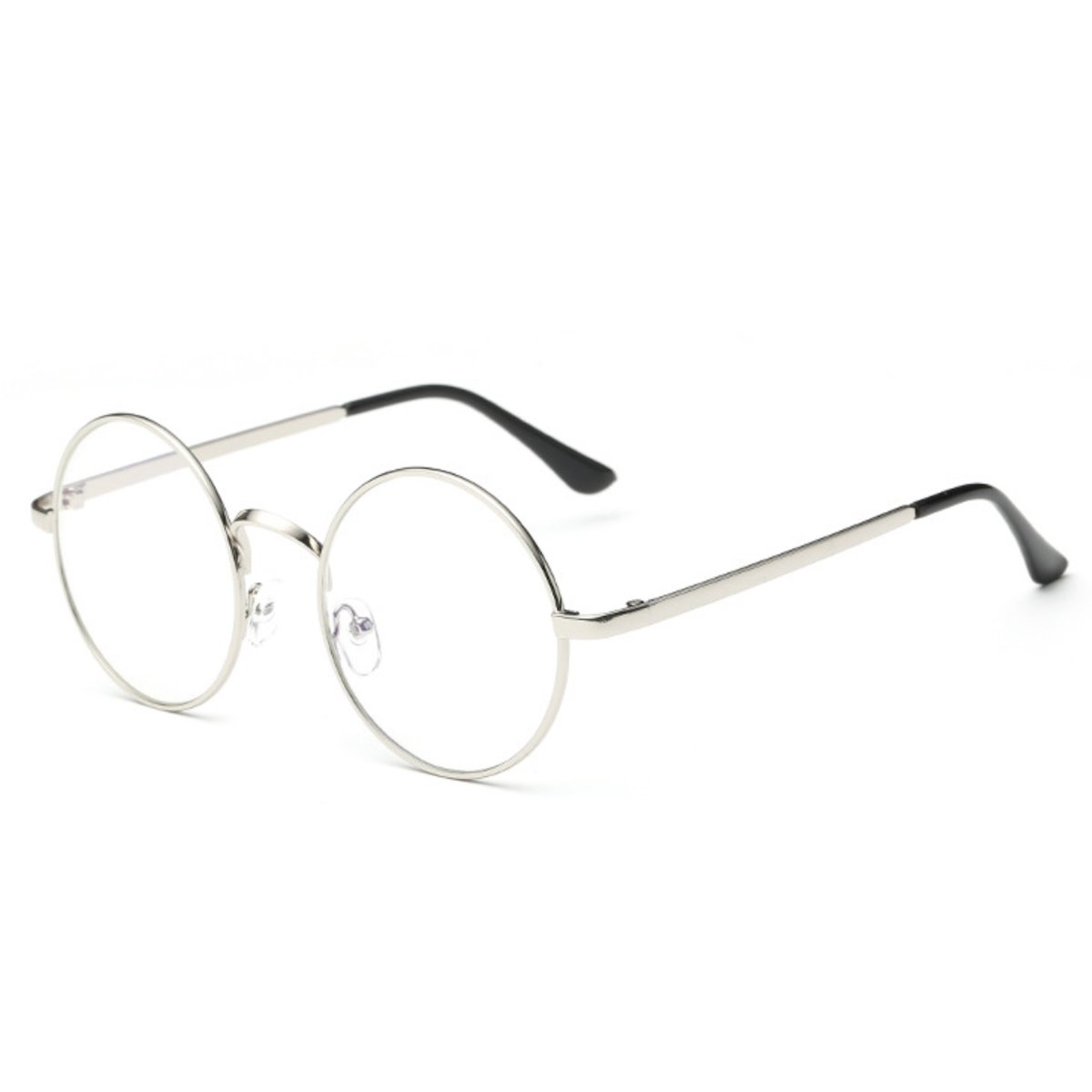 FREESE 丸メガネ ブルーライトカットメガネ クラシック ファッション伊達眼鏡 ラウンド 軽量 (メタルシルバー