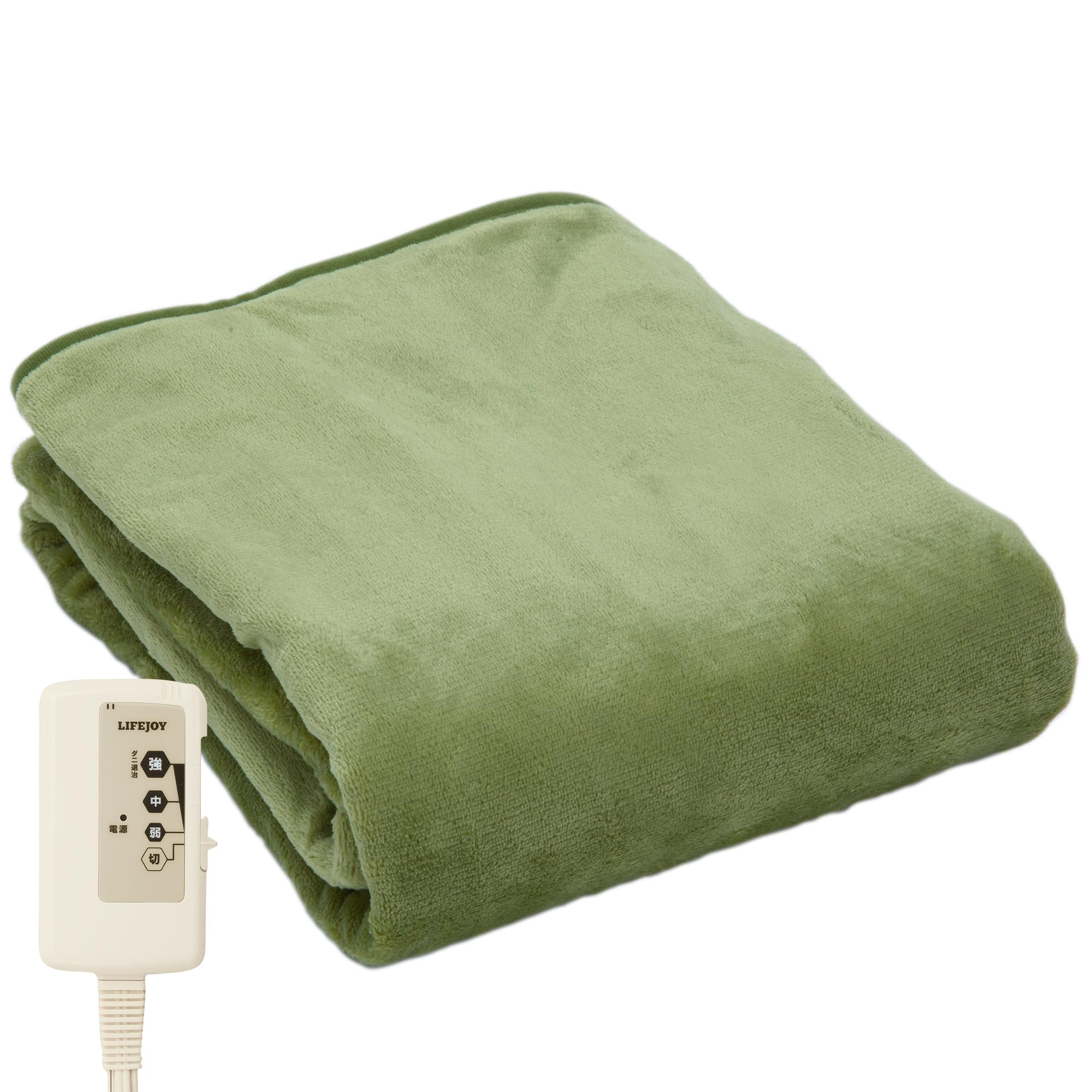 ライフジョイ 電気毛布 日本製 敷き グリーン 140×80cm 洗える フランネル 省エネ ふわふわ JCA552G