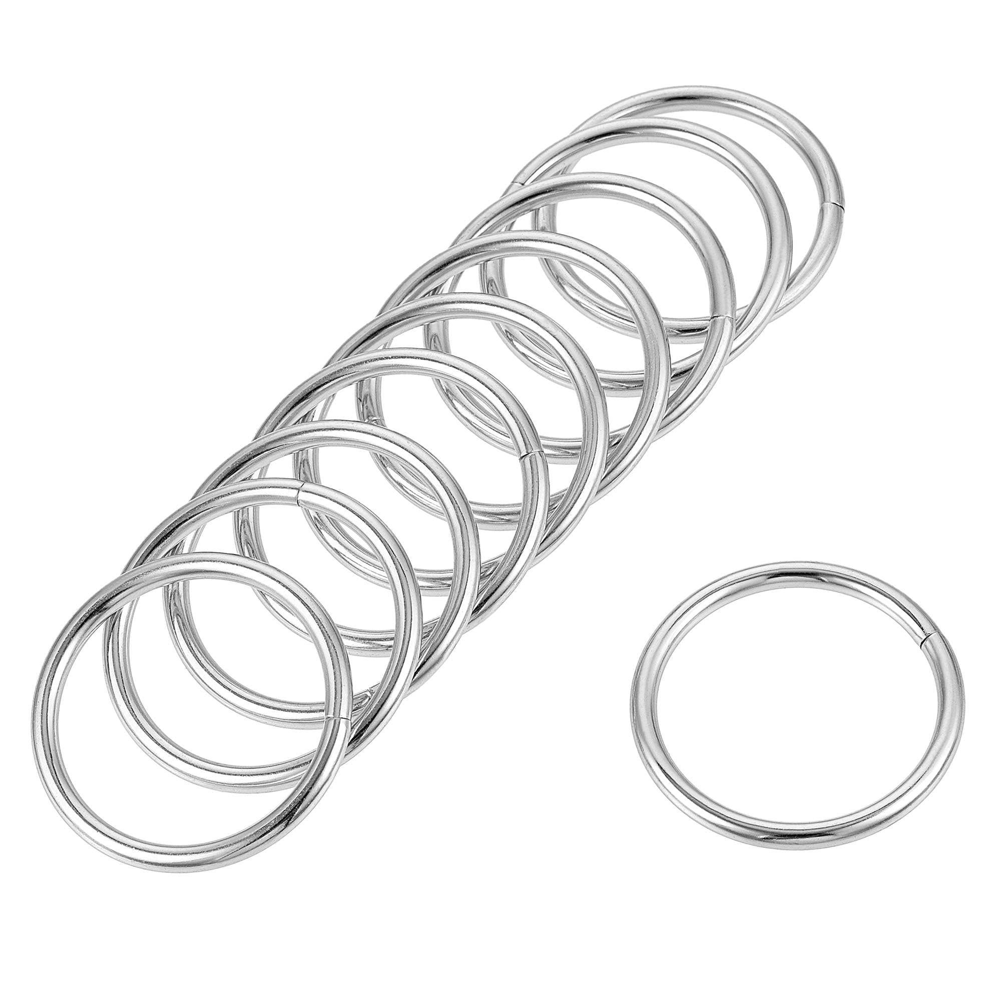 uxcell 非溶接Oリング 金属 ストラップ バッグ ベルト DIYクラフト用 シルバートーン 内径30 mm 30個