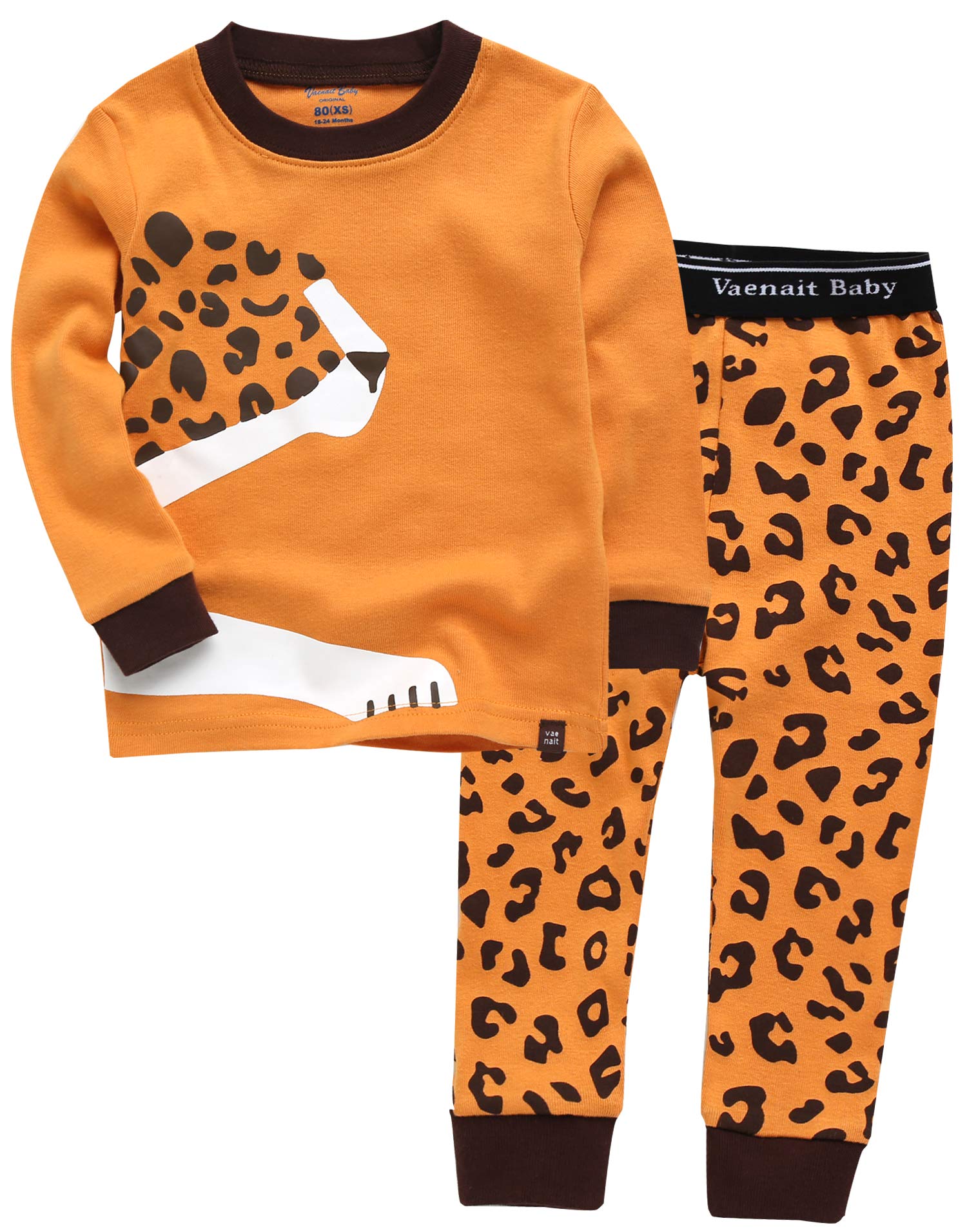 Vaenait Baby 12ヶ月-12歳 キッズ 子供 ベビー 動物キャラクター 服 綿100% ルームウェア 長袖 パジャマ 寝間着 上下セット Boy Cheetah JS