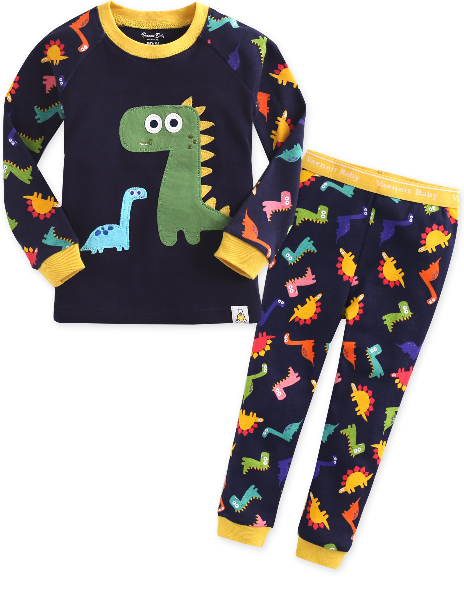 Vaenait Baby 12ヶ月-12歳 キッズ 子供 ベビー 動物キャラクター 服 綿100% ルームウェア 長袖 パジャマ 寝間着 上下セット Boy Buddy Dino S