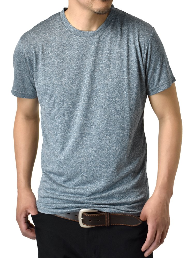アルージェ Vネック クルーネック カチオンドライ 吸汗速乾 接触冷感 UVカット UPF50+ 半袖 Tシャツ 脇汗対策 ラッシュガード 水陸両用 メンズ / H1V / M クルーネック：72ブル