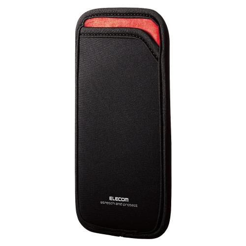 エレコム スマホポーチ 1台収納 Sサイズ スリップインタイプ 背面ポケット付 ブラック i Phone 16 / 16e シリーズ 対応検証済 P-04SNCBK