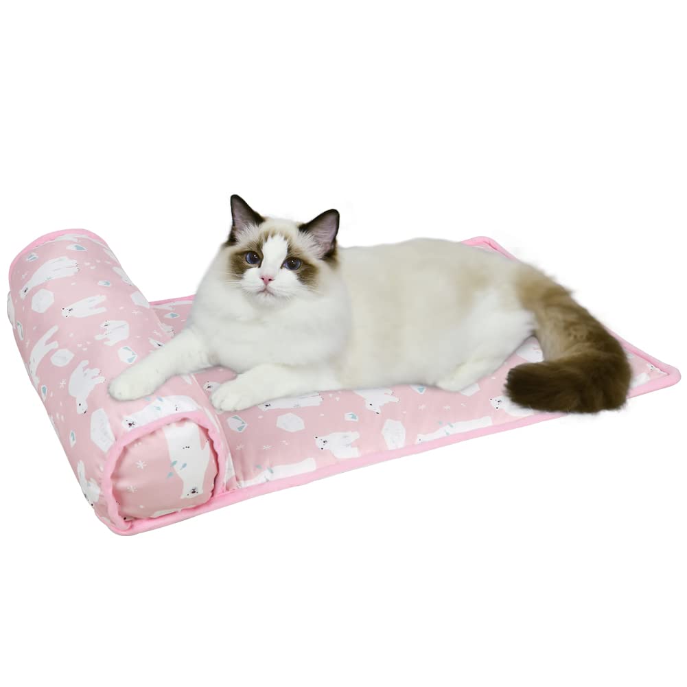 Bidason ペット ひんやり ベッド クッション 9色 可愛い 柔らかい 枕付き 犬 猫 軽量 冷感 シーツ 冷却 暑さ対策 快適 滑り止め 洗える