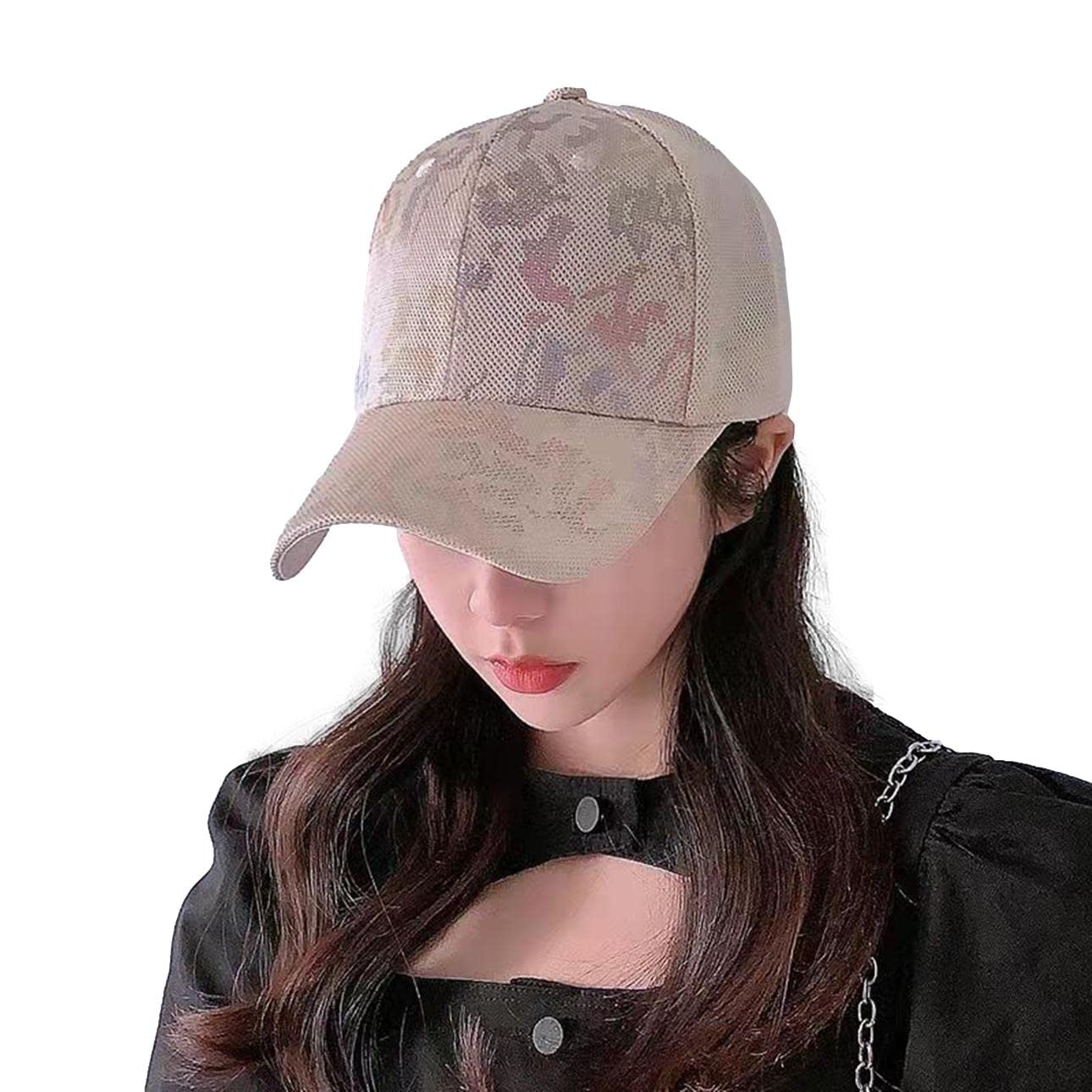 スロウアンドメロウキャップ メッシュ迷彩 総柄 レディース カジュアル 帽子 韓国 風 ファッション シンプル スポーツ 紫外線 対策 ゴルフ 5カラー きゃっぷ ぼうし かわいい カワイイ おしゃれ