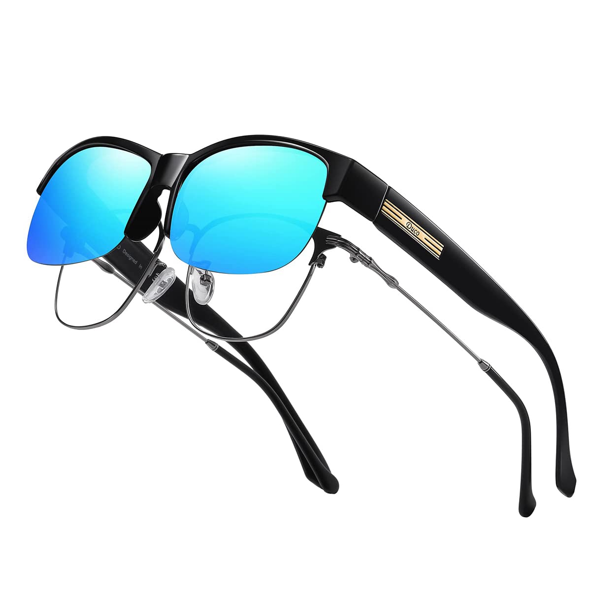 DUCO メガネの上から掛けられる オーバーサングラス めがね さんぐらす 偏光レンズ UV400 紫外線カット 花粉サングラス メンズ レディー