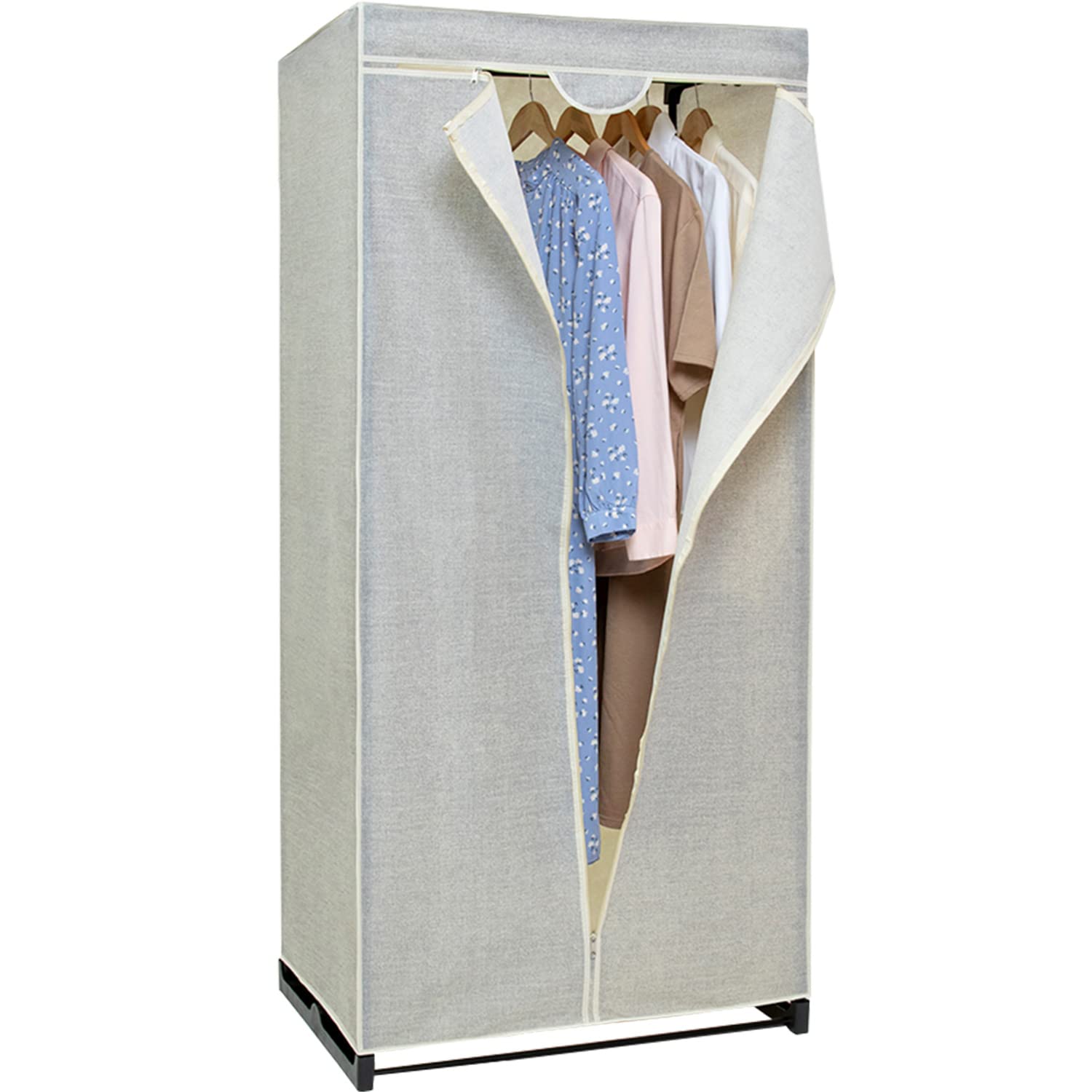 アストロ 不織布製目隠しカバー付き ワードローブ W75×D50×H160cm ナチュラル 手軽に衣類の収納スペースを拡大 通気性の良く湿気やニオ