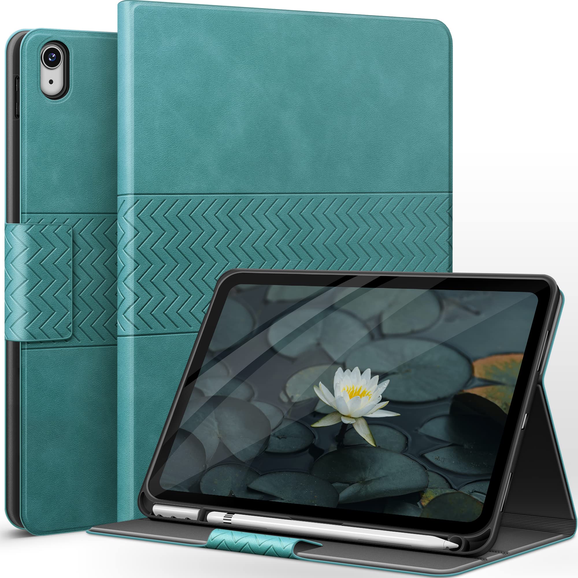 auaua i Pad 第10世代 10.9インチ ケース ペン収納 i Pad 10 ケース2022 専用 PUレザー 手帳型 ひび割れ防止 耐衝撃 オートスリープ＆スタンド機能付き 全面保護 i 