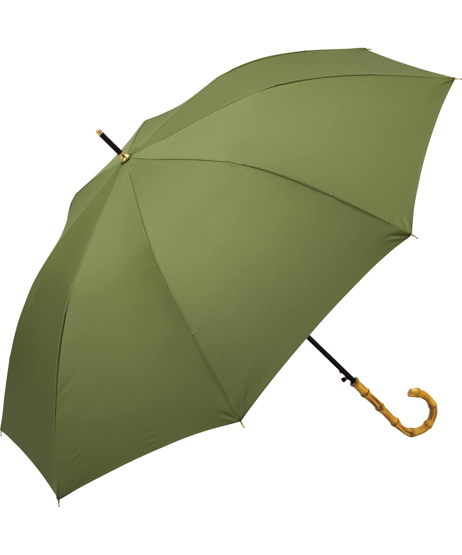 Wpc. 雨傘 ベーシックバンブージャンプアンブレラ カーキ 長傘 63cm レディース 晴雨兼用 ジャンプ傘 大きい バンブーハンドル シンプル