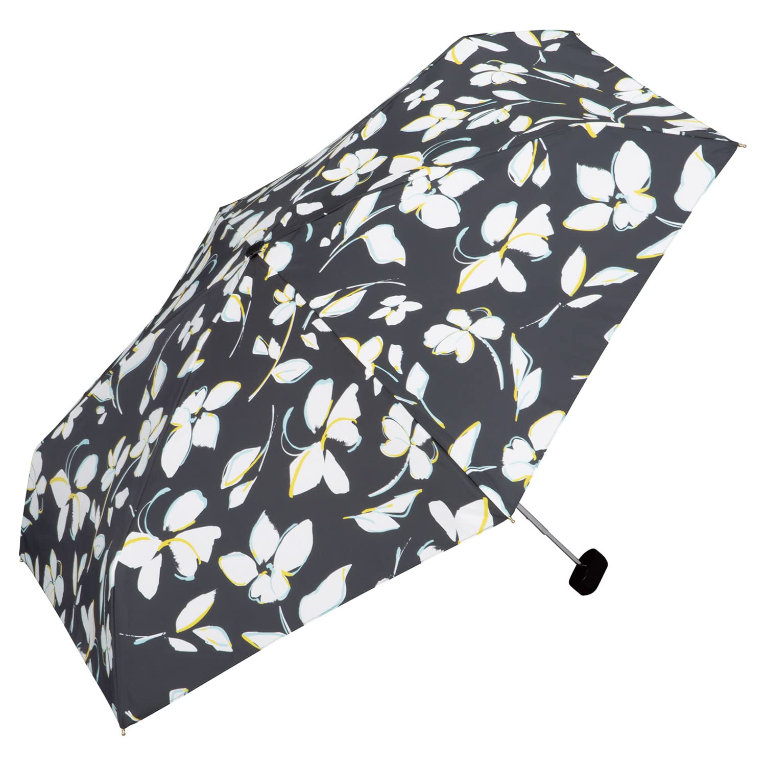 Wpc. 雨傘 シルエットフラワー ミニ チャコール 折りたたみ傘 50cm レディース 晴雨兼用 花柄 ナチュラル 大人可愛い コンパクト スクエ