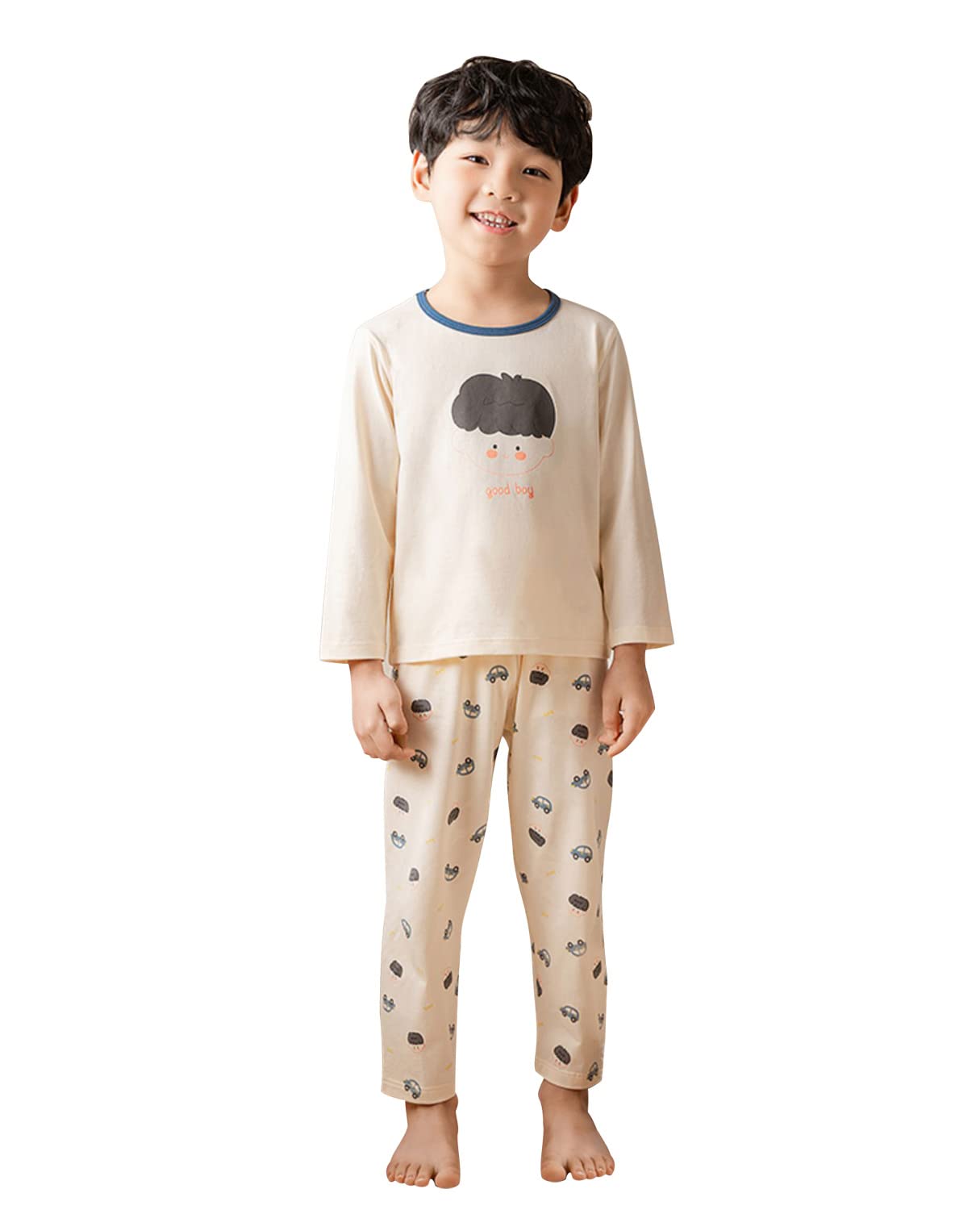 Hapipana パジャマ 上下セット 綿 部屋着 ルームウェア 寝間着 2-13歳 男の子 小学生 長袖 子供服 トップス パンツ キッズ カジュアル 快適 肌触りがいい 春 夏 秋（男の子，140