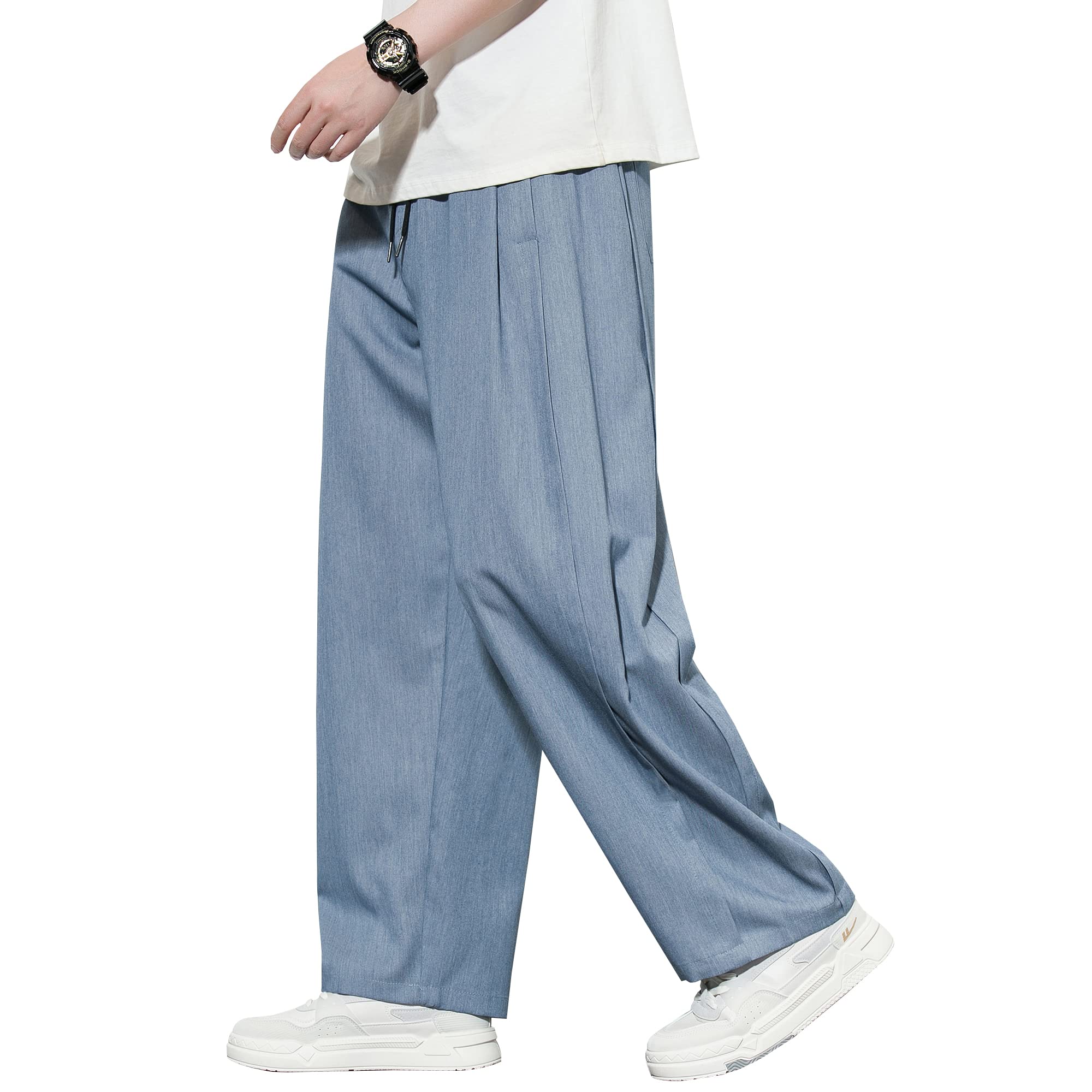 HMT ワイドパンツ メンズ 夏用 ズボン ガウチョパンツ 涼しい スラックス 冷感 夏服 ずぼん 大きいサイズ ゆったり ボトムス 無地 ストレ