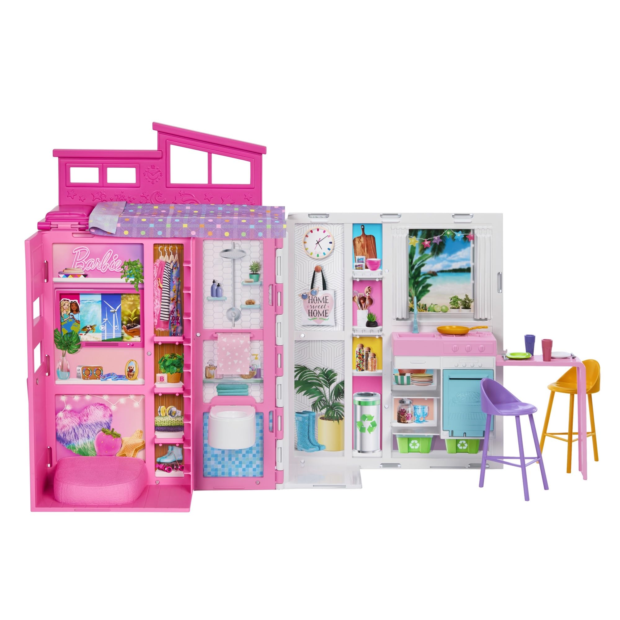 バービー(Barbie) バービー65？ ちきゅうにやさしい ２かいだてのピンクのおうち （ドール別売） バービー人形 きせかえ人形・ハウス ま