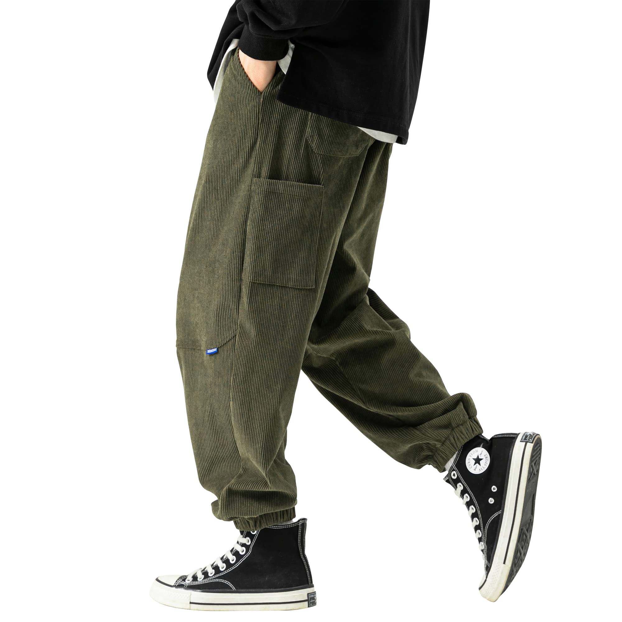 Easykode コーデュロイ メンズ 9分丈 パンツ 人気 ズボン 秋服 ボトムス おしゃれ ずぼん 大きいサイズ サルエルパンツ かっこいい カーゴパンツ ストリート系 ワイドテーパードぱんつ 秋