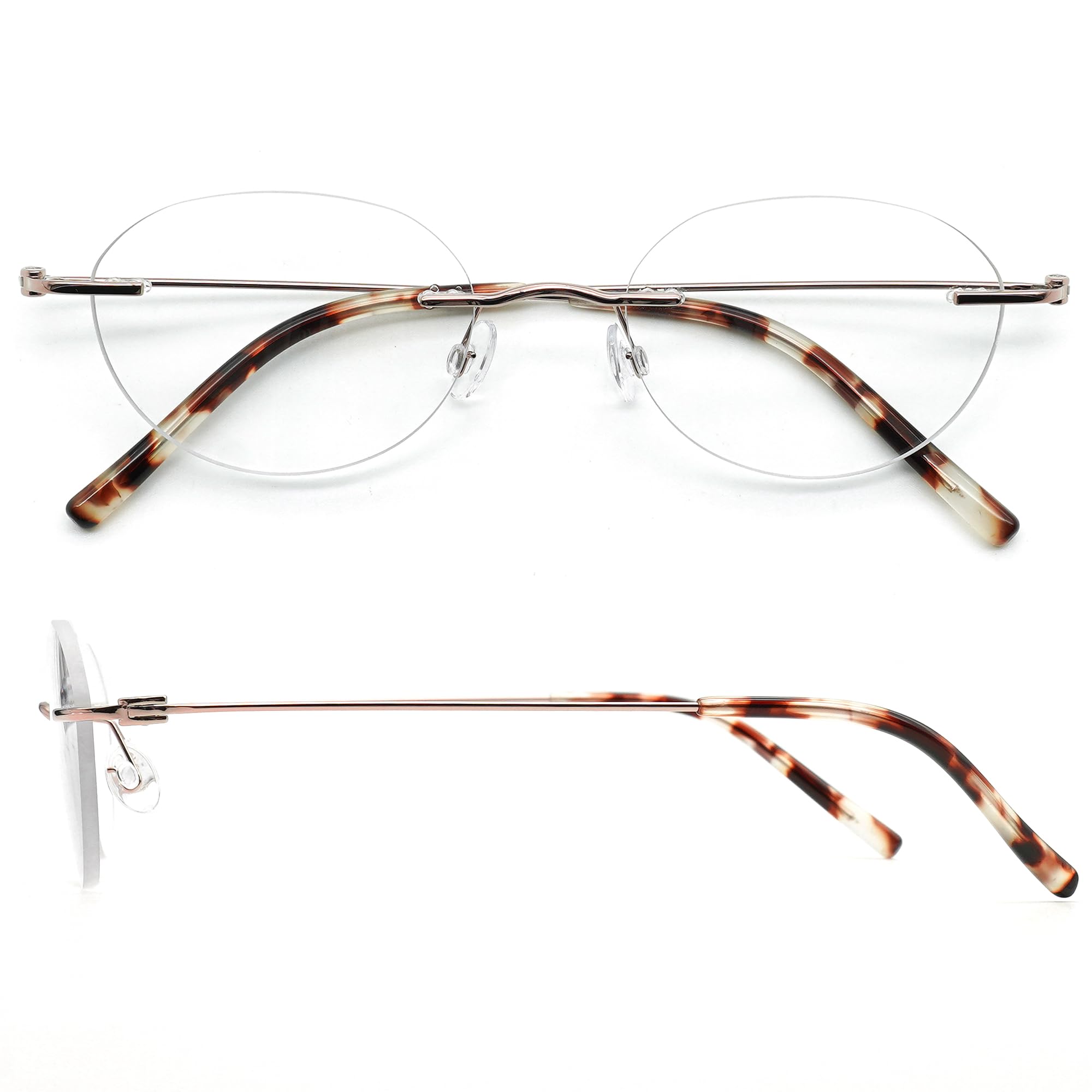 eyeforyou 老眼鏡 フチなし 超軽量 ツーポイント リーディンググラス ブルーライトカット I4U-R2001 ピンク +2.00