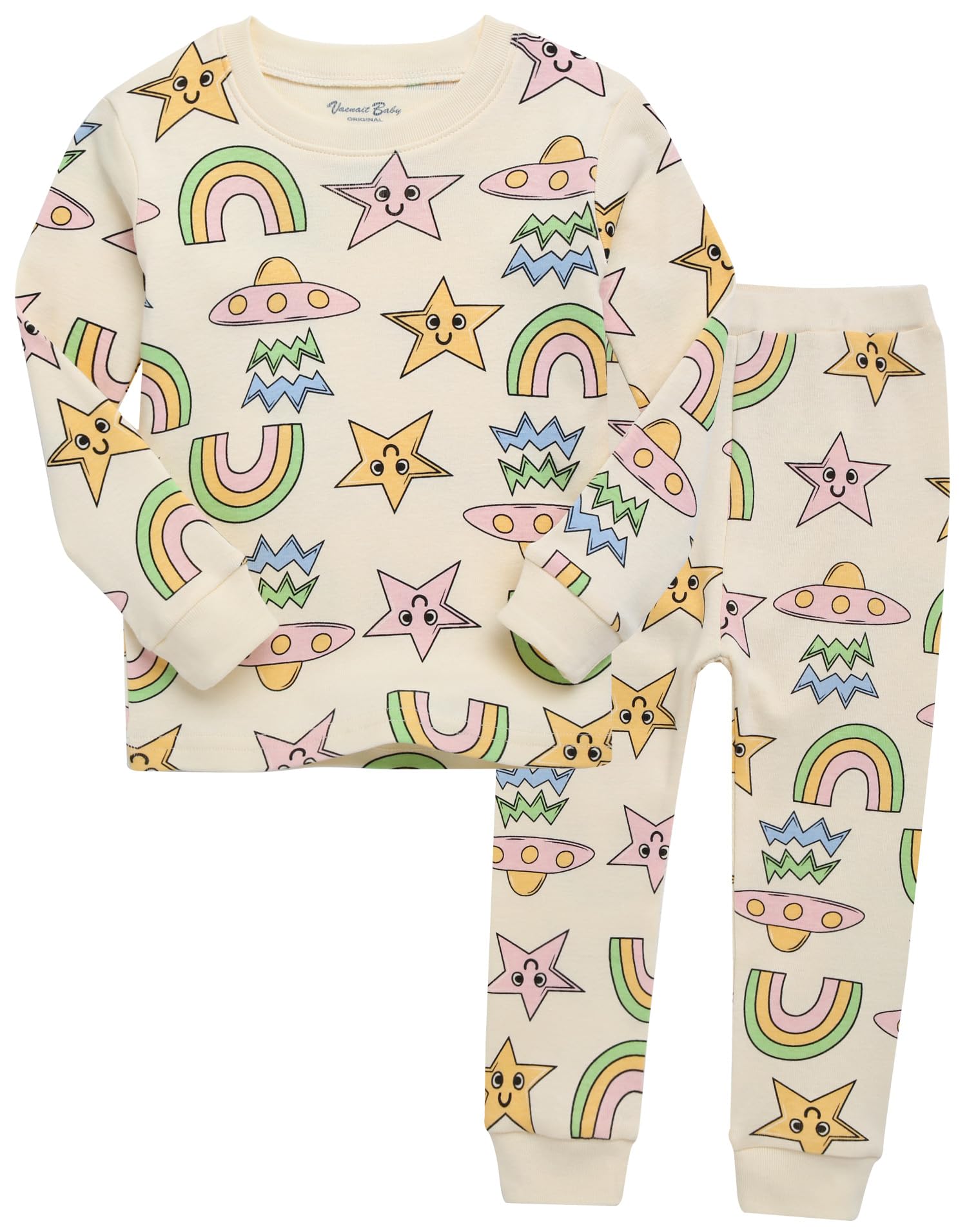 Vaenait Baby キッズ 子供 ベビー 動物キャラクター 服 綿100% ルームウェア 長袖 パジャマ 寝間着 上下セット Happy Day 2XL