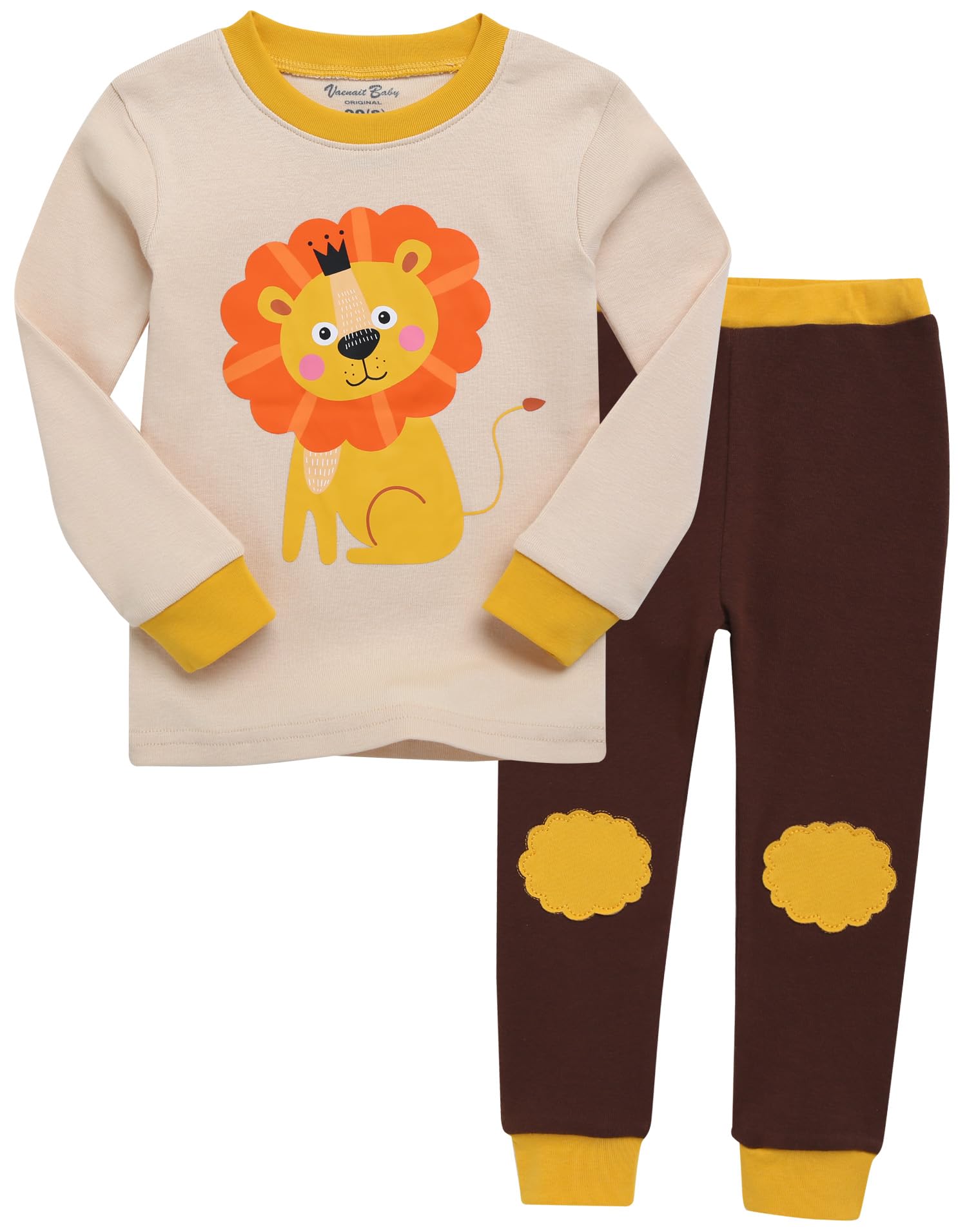 Vaenait Baby キッズ 子供 ベビー 動物キャラクター 服 綿100% ルームウェア 長袖 パジャマ 寝間着 上下セット Lion S