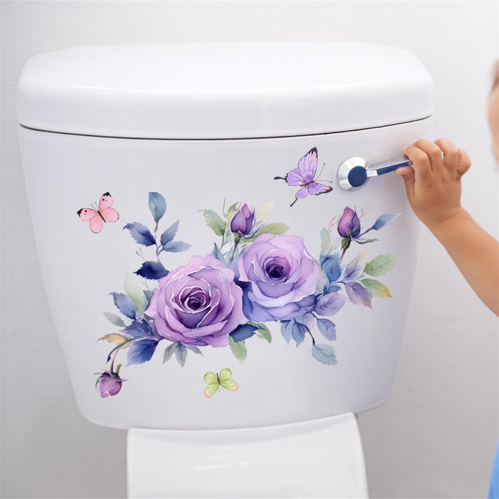 Hikosiya ウォールステッカー 花 植物 葉 薔薇 蝶 インテリア 家具 家電 キズ隠し ステッカー 便器シール 北欧 モダンアート 可愛い 便器 壁紙シール おしゃれ 浴室 トイレ ステッカー