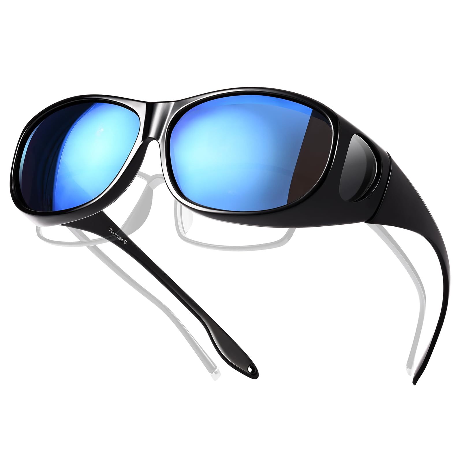 TINHAO オーバーサングラス メガネの上から メンズ サングラス 偏光レンズ UV400 紫外線カット ドライブ/ゴルフ/釣り/アウトドア (ブルー