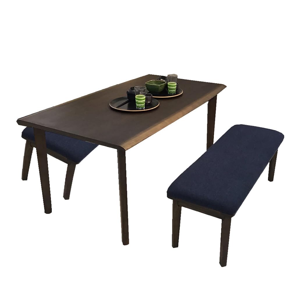 アルファタカバ ダイニングテーブルセット3点セット Bench bench ダイニングベンチ 幅150cm テーブル ベンチ×2脚 ブルー ビクトル4梱包4人掛け 4人用
